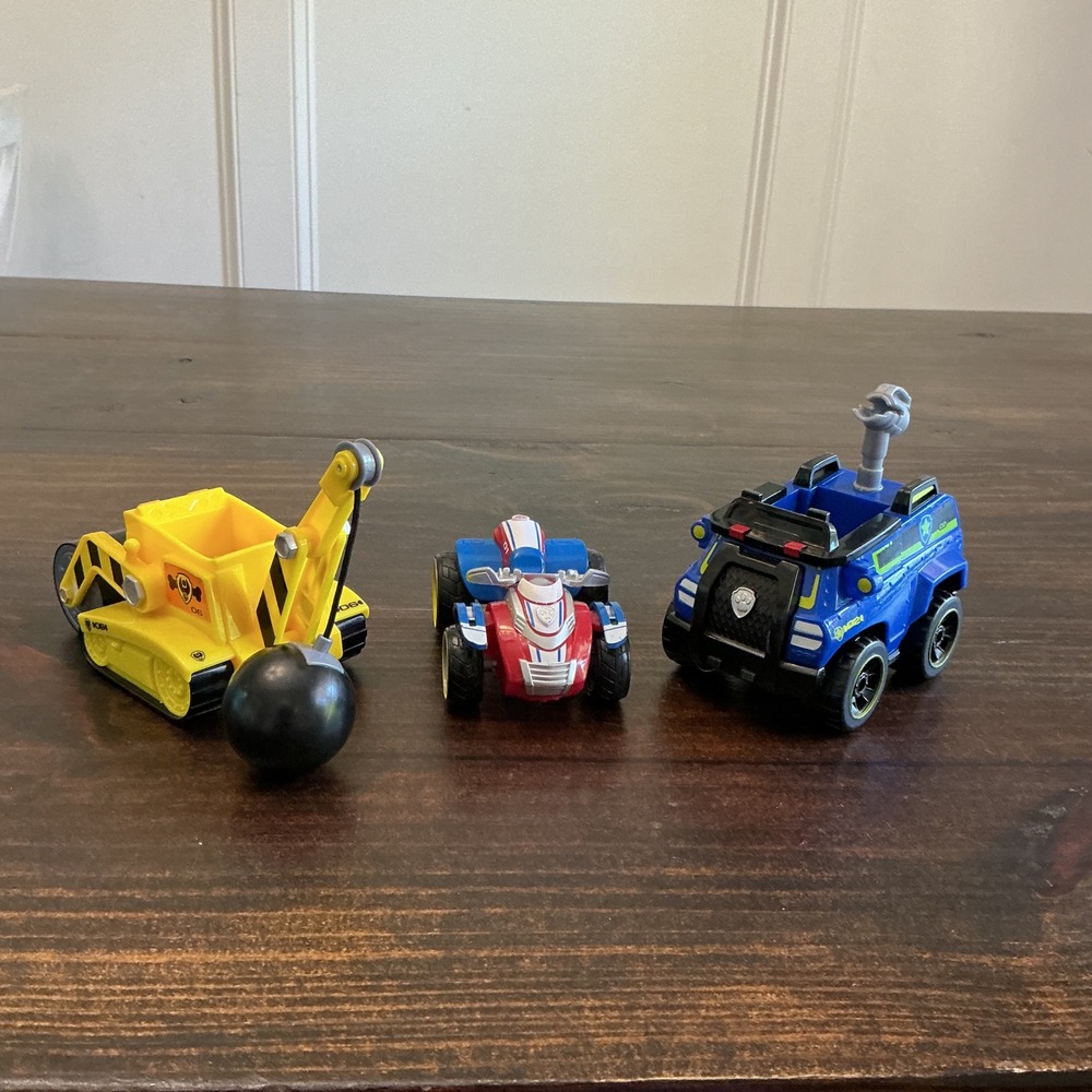 Paw Patrol Vehicle Lot Chase Police Cruiser Rubble Steam Roller Ryder ATV 3pc